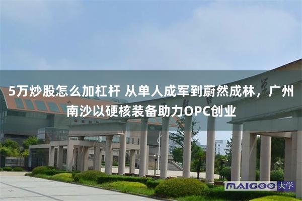 5万炒股怎么加杠杆 从单人成军到蔚然成林，广州南沙以硬核装备助力OPC创业