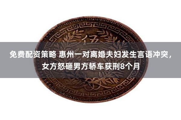 免费配资策略 惠州一对离婚夫妇发生言语冲突，女方怒砸男方轿车获刑8个月