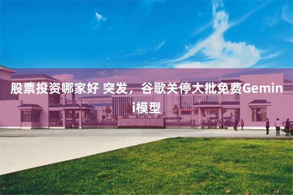 股票投资哪家好 突发，谷歌关停大批免费Gemini模型